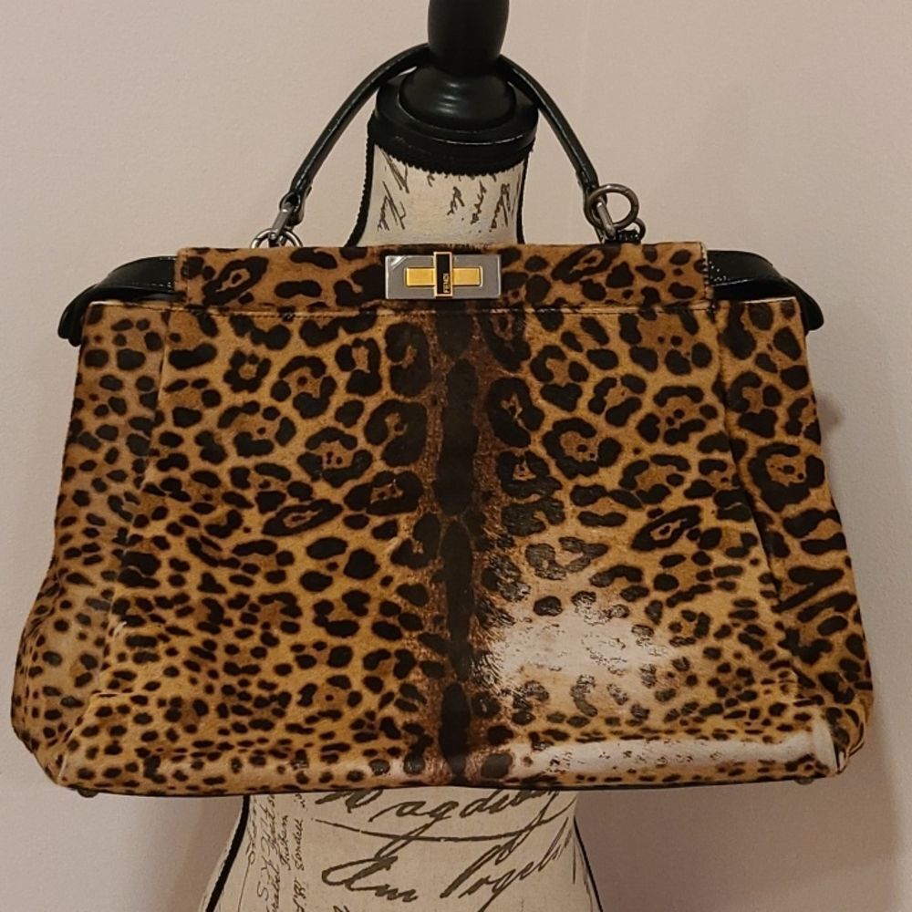 Rare authentic Fendi Peekaboo pony-style calfskin handbag - Picture 15 of 16